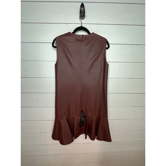 NWT BCBG Maxazria Small Maroon Sheridan Faux Leather Sleeveless Mini Dress - Picture 5 of 11